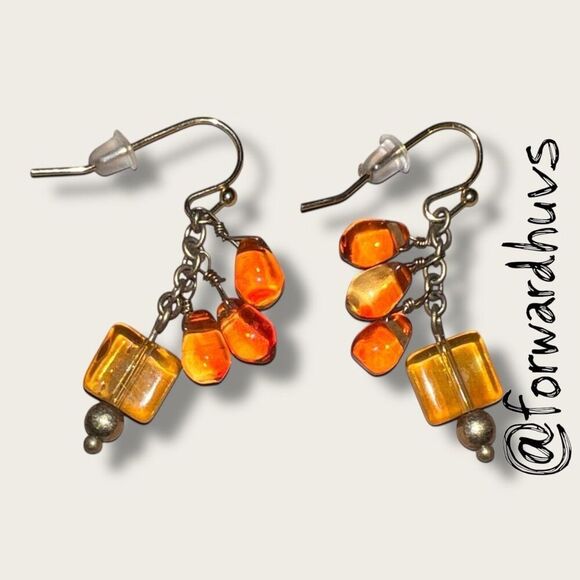 Bundle Sale 3 for $15 | Handcrafted Orange Glass Bead Earrings - Picture 3 of 7